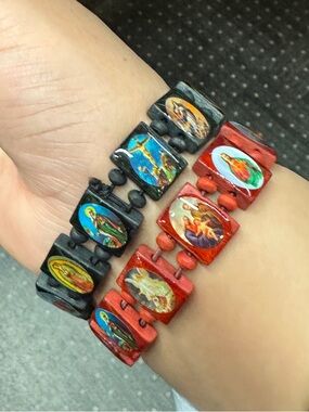 2 pieces Red and Black Religious Icon Stretch Bracelets